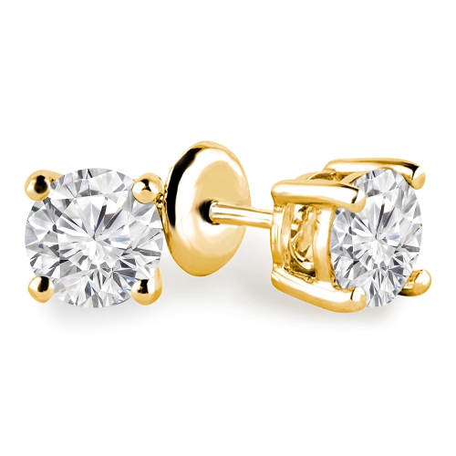 MAJESTY DIAMONDS  1/7 Ctw Round Diamond 4-Prong Solitaire Stud Earrings In 14K Gold (Md200564) In Yellow