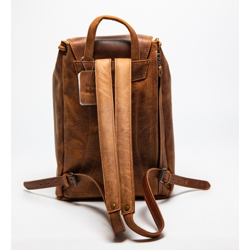 CAMOUFLE – Sac à dos de voyage d’école en cuir City de 13 po, brun alezan