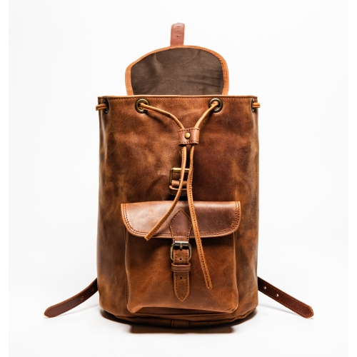 CAMOUFLE – Sac à dos de voyage d’école en cuir City de 13 po, brun alezan