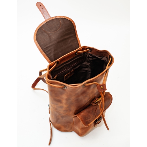 CAMOUFLE – Sac à dos de voyage d’école en cuir City de 13 po, brun alezan