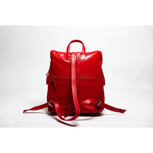 HIDES Leather Women Travel City Backpack 14" Laptop, Red