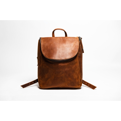 HIDES CANADA  "hides Leather Women Travel City Backpack 14"" Laptop, Saddle Brown"