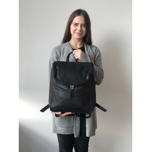 HIDES Leather Women Travel City Backpack 14" Laptop, Black