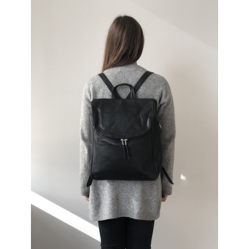HIDES Leather Women Travel City Backpack 14" Laptop, Black