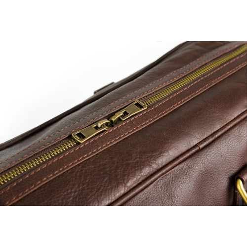 HIDES Messenger Slim Leather Laptop Travel School Briefcase 17", Antique Brown