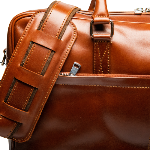 HIDES Messenger Slim Leather Laptop Travel School Briefcase 17", Serena Brown