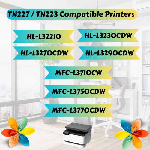 PRINTOXE® TN227 Brother YELLOW Compatible Cartridge High Yield TN223 Best Yellow Toner Cartridge TN 227 for HL L3210CW L3230CDW L3270CDW L3290CDW and