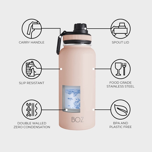 BOZ Stainless Steel Water Bottle XL - Blush Pink (1 L / 32oz