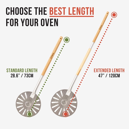 Chef Pomodoro Aluminum 9-Inch Turning Pizza Peel with Detachable Wood Handle for Easy Storage, 47-Inch Long, Gourmet Luxury Pizza Paddle for Baking