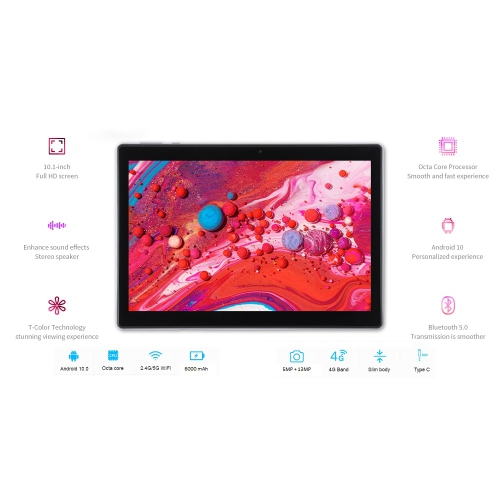 ISPEKTRUM iS-Tab A10 Tablet Android 10, Octa Core, 10.1 Inch Screen 1920 x 1200 FHD Display, 5MP + 13MP Camera 4GB Ram 64GB Storage 4G/LTE Network Support WiFi, 5000 mAh Battery