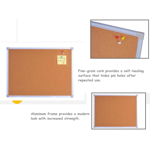 Moustache – babillard en liège 36 x 24 po, cadre en aluminium,