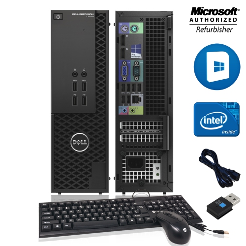 Refurbished - Dell Precision T1700 SFF WorkStation Desktop PC with Dual(2) 20 inch Monitor Intel Core i7 4th Gen 16GB 256GB SSD Windows 10 Home WiFi