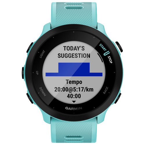 Montre intelligente Bluetooth Forerunner 55 de Garmin pour la course - Aigue-marine
