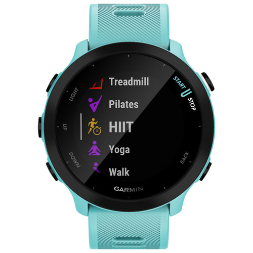 Montre intelligente Bluetooth Forerunner 55 de Garmin pour la course - Aigue-marine