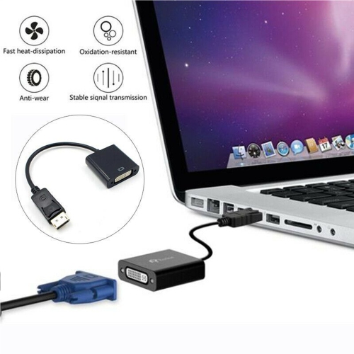 DisplayPort to DVI Adapter, Gold-Plated Display Port to DVI-D Adapter (Male to Female) Compatible with Computer, Desktop, Laptop, PC, Monitor,