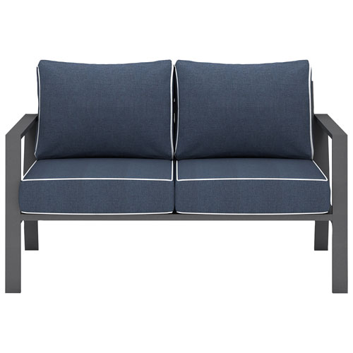 Portofino Powder Coated Aluminum Outdoor Loveseat - Stone Blue