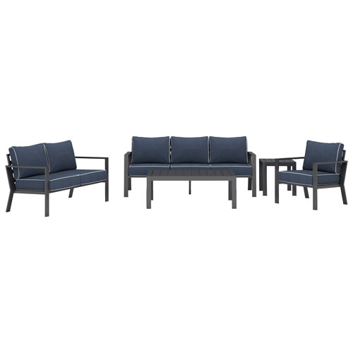 Portofino Powder Coated Aluminum Outdoor Loveseat - Stone Blue