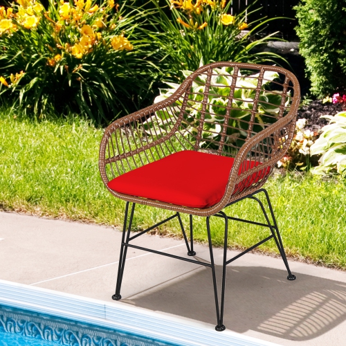 Gymax 3PCS Rattan Patio Conversation Set Bistro Chat Set w/ Cushions