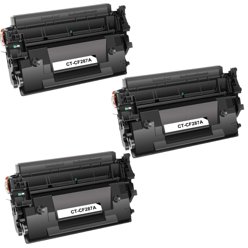 TONER4U  - 3 Pack Compatible Cf287A Toner Cartridge for HP 87A Laserjet Enterprise M527 M506Dn, M501