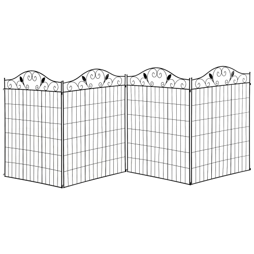 OUTSUNNY  Garden Decorative Fence 4 Panels 44In X 12Ft Steel Wire Border Edging for Landscaping