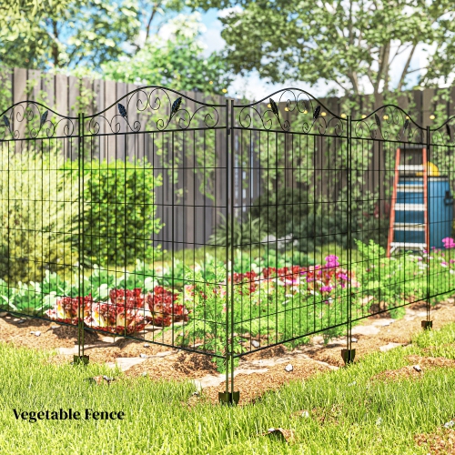 Outsunny Garden Decorative Fence 4 Panels 44in x 12ft Steel Wire Border Edging for Landscaping