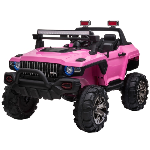 AOSOM  2-Seater Kids Ride On Cars, 12V Remote Control Police Truck Electric Car for Kids With Full Led Lights, Mp3 (Pink)