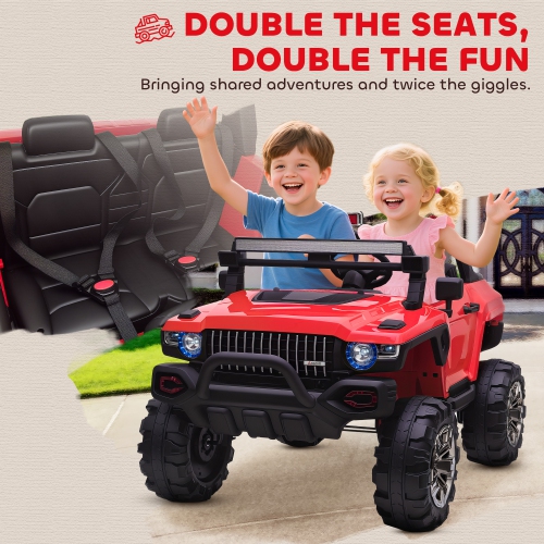 Aosom 2-Seater Kids Ride On Police Car, 12V 7AH Ride on Truck, Electric Car for Toddlers with Remote Control, LED Lights, Big Wheels, 4 Shock