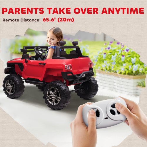 Aosom 2-Seater Kids Ride On Police Car, 12V 7AH Ride on Truck, Electric Car for Toddlers with Remote Control, LED Lights, Big Wheels, 4 Shock