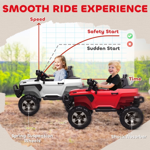 Aosom 2-Seater Kids Ride On Police Car, 12V 7AH Ride on Truck, Electric Car for Toddlers with Remote Control, LED Lights, Big Wheels, 4 Shock