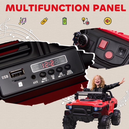 Aosom 2-Seater Kids Ride On Police Car, 12V 7AH Ride on Truck, Electric Car for Toddlers with Remote Control, LED Lights, Big Wheels, 4 Shock