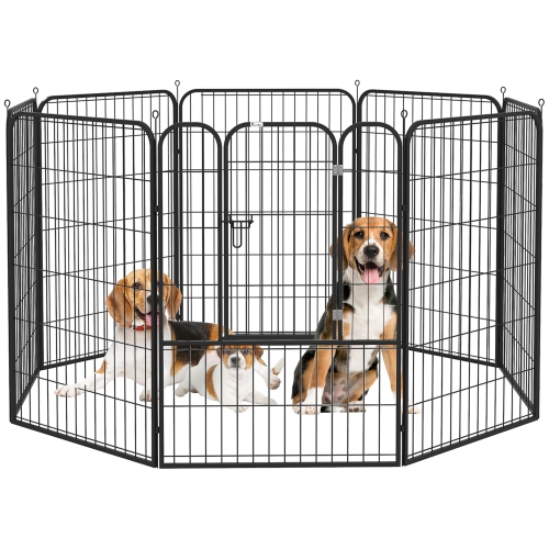 PAWHUT  " Dog Playpen, Heavy-Duty Metal Puppy Play Pen, Pet Exercise Fences for Outside And Indoor, Diy Design \w Door for Multiple Dogs, 8 Panels