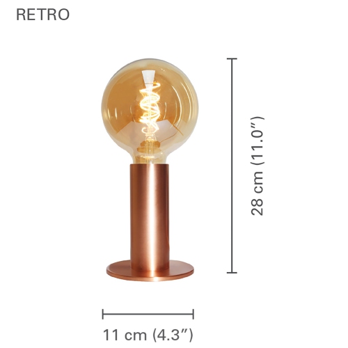 Xtricity - Touch Table Lamp with 3 Intensity Levels, 11 '' x 4.3 '', From the Retro Collection, Pink Gold