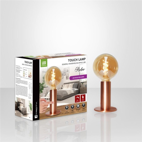 Xtricity - Touch Table Lamp with 3 Intensity Levels, 11 '' x 4.3 '', From the Retro Collection, Pink Gold