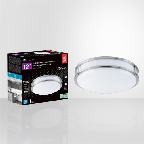 Xtricity - Round Ceiling Light with Integrated LEDs, 12 '' Diameter, 15W, From the Milano Collection, Silver