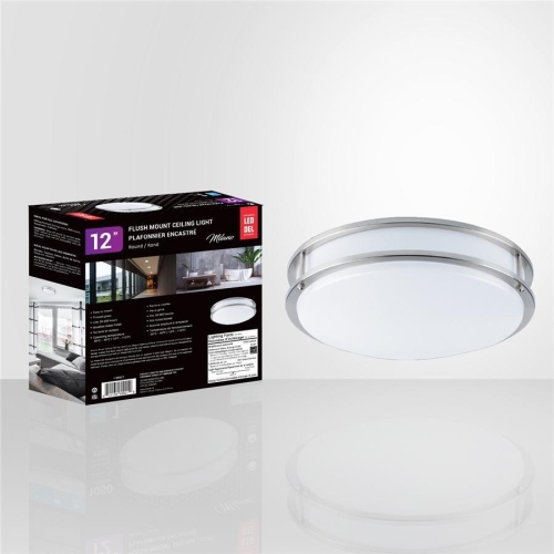 Xtricity - Round Ceiling Light with Integrated LEDs, 12 '' Diameter, 15W, From the Milano Collection, Silver