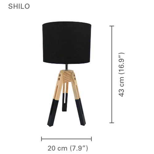Xtricity - 3 Legged Table Lamp, 7.87 '' x 16.92``, From the Shilo Collection, Wood and Black