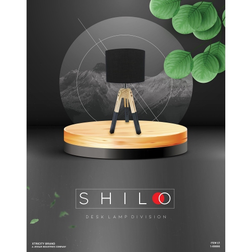 Xtricity - 3 Legged Table Lamp, 7.87 '' x 16.92``, From the Shilo Collection, Wood and Black