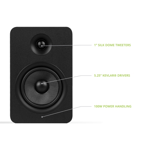 Kanto YUP6 Passive Bookshelf Speakers with 1" Silk Dome Tweeter and 5.25" Kevlar Woofer | Black | Pair
