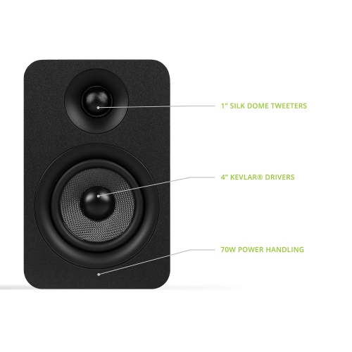Kanto YUP4 Passive Bookshelf Speakers with 1" Silk Dome Tweeter and 4" Kevlar Woofer | Black | Pair