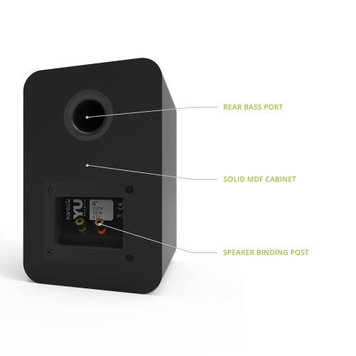 Kanto YUP4 Passive Bookshelf Speakers with 1" Silk Dome Tweeter and 4" Kevlar Woofer | Black | Pair