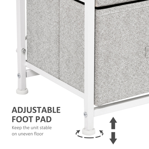 HOMCOM Linen Drawer Cabinet Organizer Storage Dresser Tower with 4 Removable Drawer Metal Frame Adjustable Feet for Living Room, Kitchen, Bathroom,