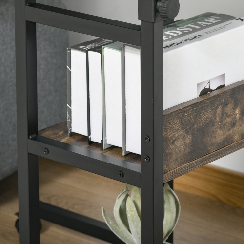 HOMCOM Mobile Standing Desk, Adjustable Height 31.5 inch Stand Up Desk with Wheels for Sofa Overbed, Living Room, Bedroom, Home Office, Rustic Brown