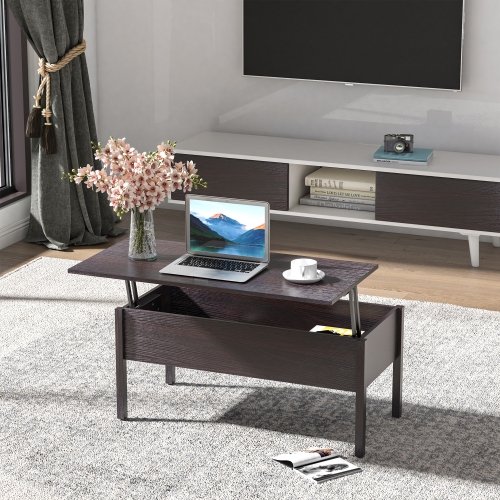 HOMCOM 39" Modern Lift Top Coffee Table with Hidden Storage Compartment, Center Table for Living Room, Coffee