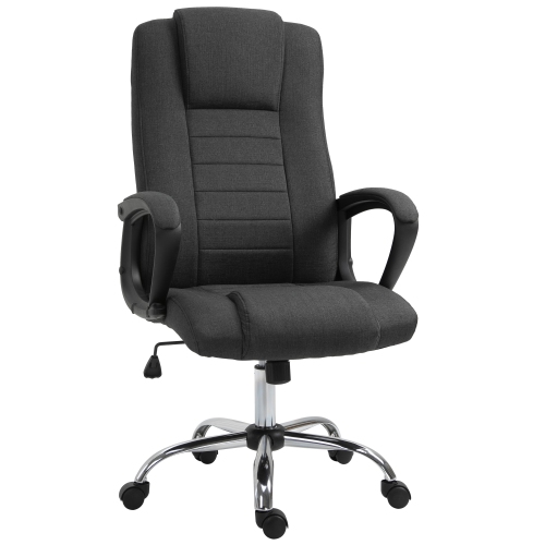 Vinsetto – Fauteuil de bureau pour ordinateur à dossier haut, hauteur réglable, roulettes pivotantes et fonction d’inclinaison, gris anthracite