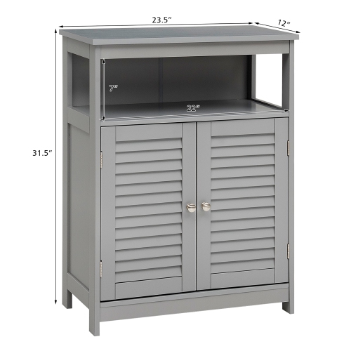 Costway Bathroom Storage Cabinet Wood Floor Cabinet w/Double Shutter Door