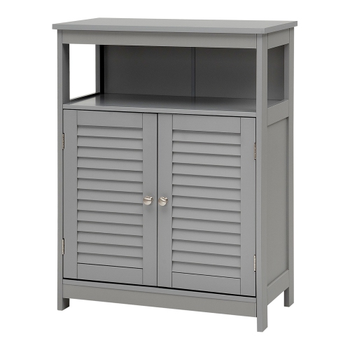 Costway Bathroom Storage Cabinet Wood Floor Cabinet w/Double Shutter Door