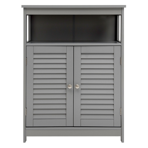 Costway Bathroom Storage Cabinet Wood Floor Cabinet w/Double Shutter Door