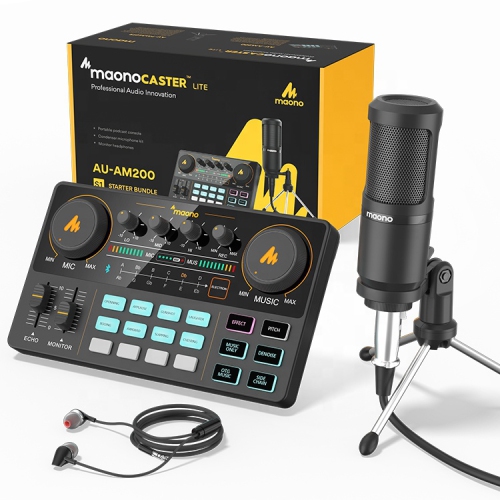 MAONOCASTER Pro Podcast Kit with Condenser Studio Microphone and Audio  Interface