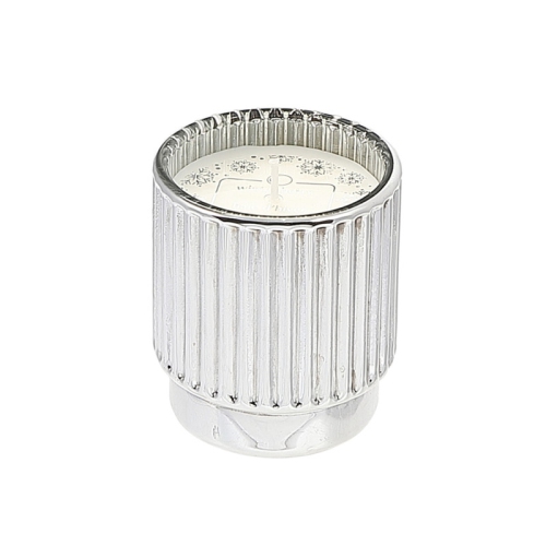 4.6Oz Ribbed Silver Electroplated Scented Candle - Set of 2