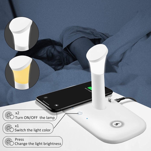 WINGOMART 5in1 Wireless Fast Charging Dock W/ Night Light, Qi Certified for Apple Airpods iPhone 16 pro max iphone 15 14 13 12 wireless charger stand